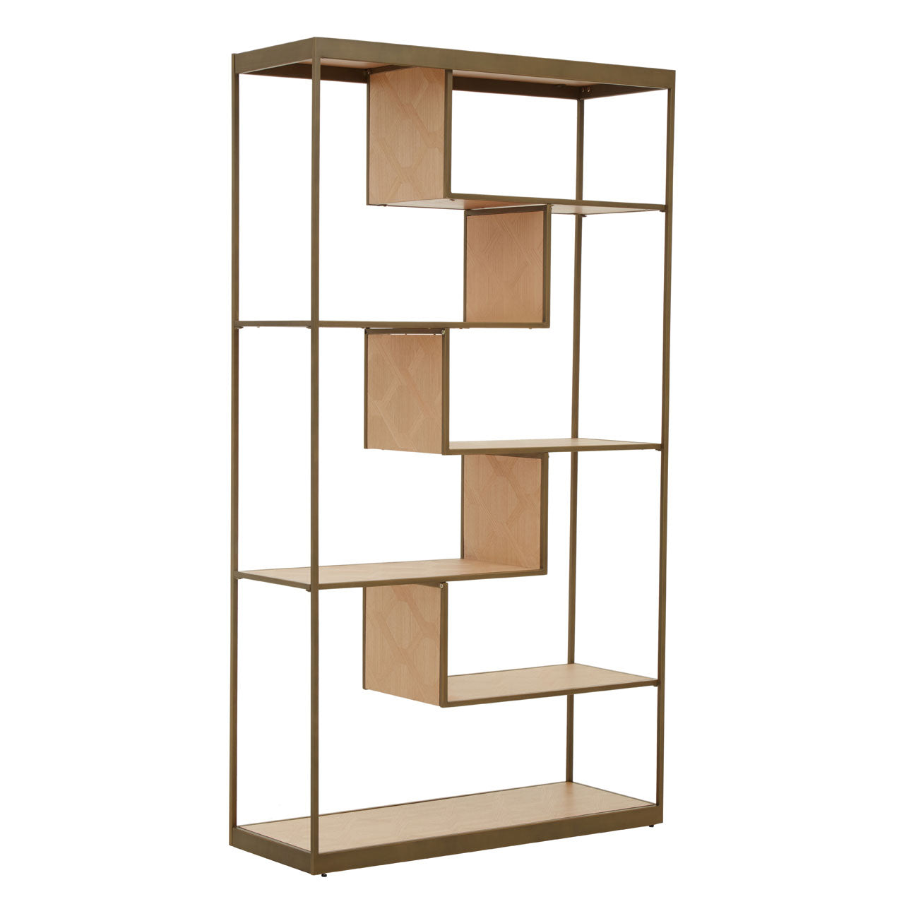 Product photograph of Olivia S Grayson Multi Shelf Unit In Oak Brushed Brass from Olivia's.