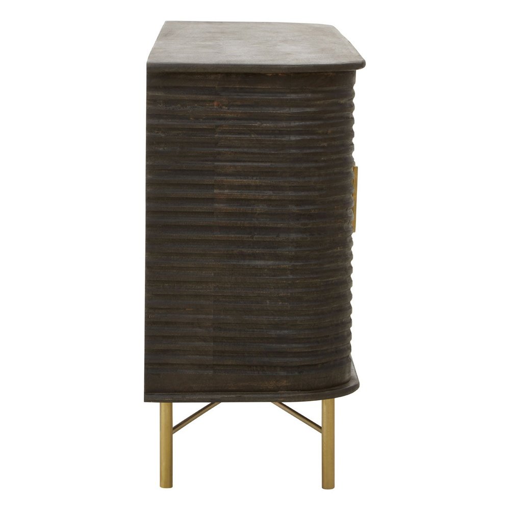 Product photograph of Olivia S Sawyer 3 Drawer Side Table In Brown Brass from Olivia's.