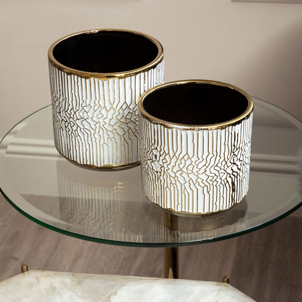 Product photograph of Olivia S Orion Side Table In White Gold from Olivia's.