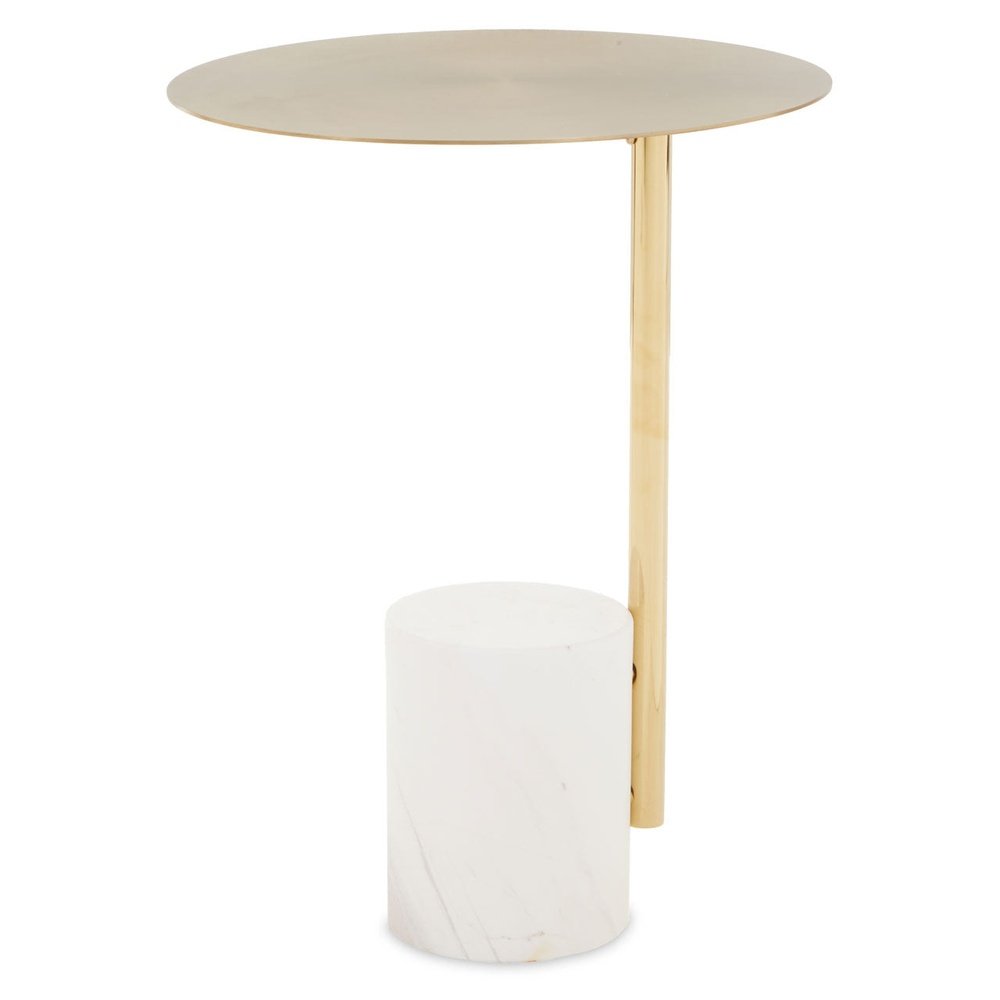 Product photograph of Olivia S Orion Side Table In Gold White from Olivia's