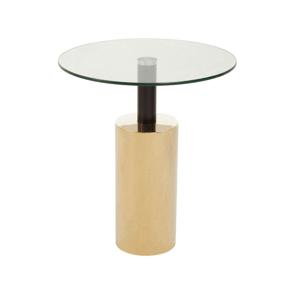 Olivias Olive Side Table In Glass Black Gold