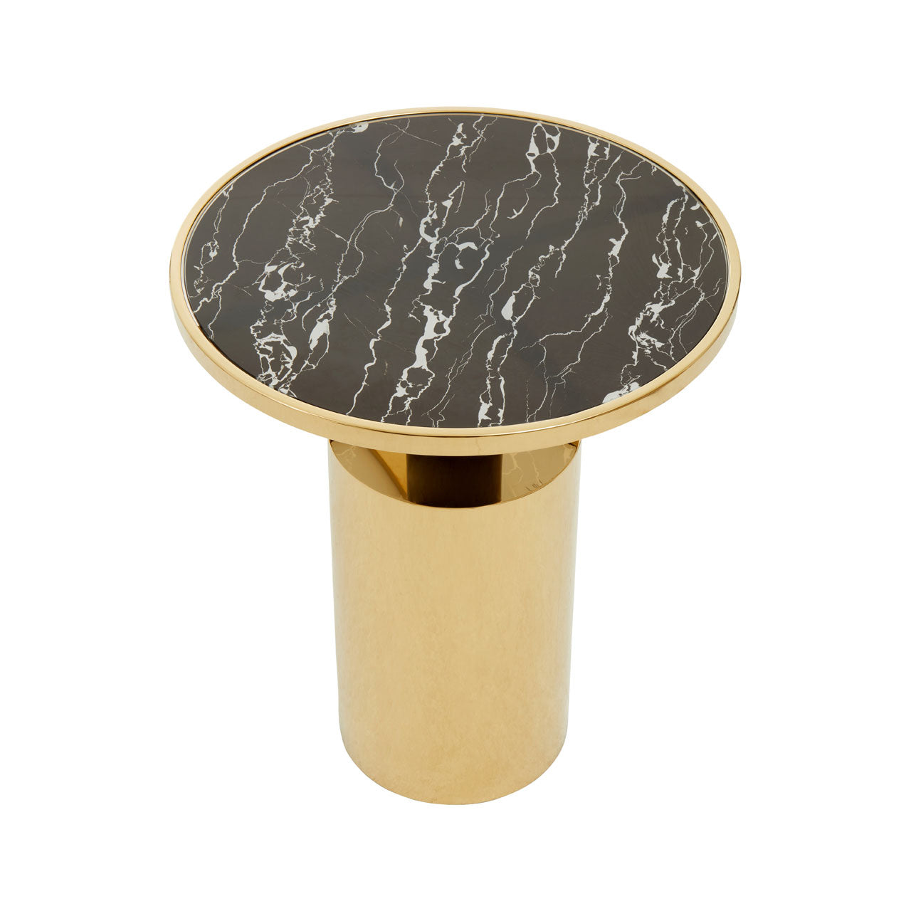 Product photograph of Olivia S Otis Side Table In Black Marble Effect Gold from Olivia's.