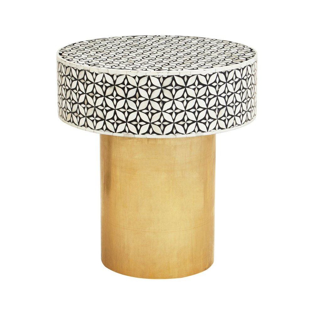 Product photograph of Olivia S Florence Round Side Table In Black Brass from Olivia's