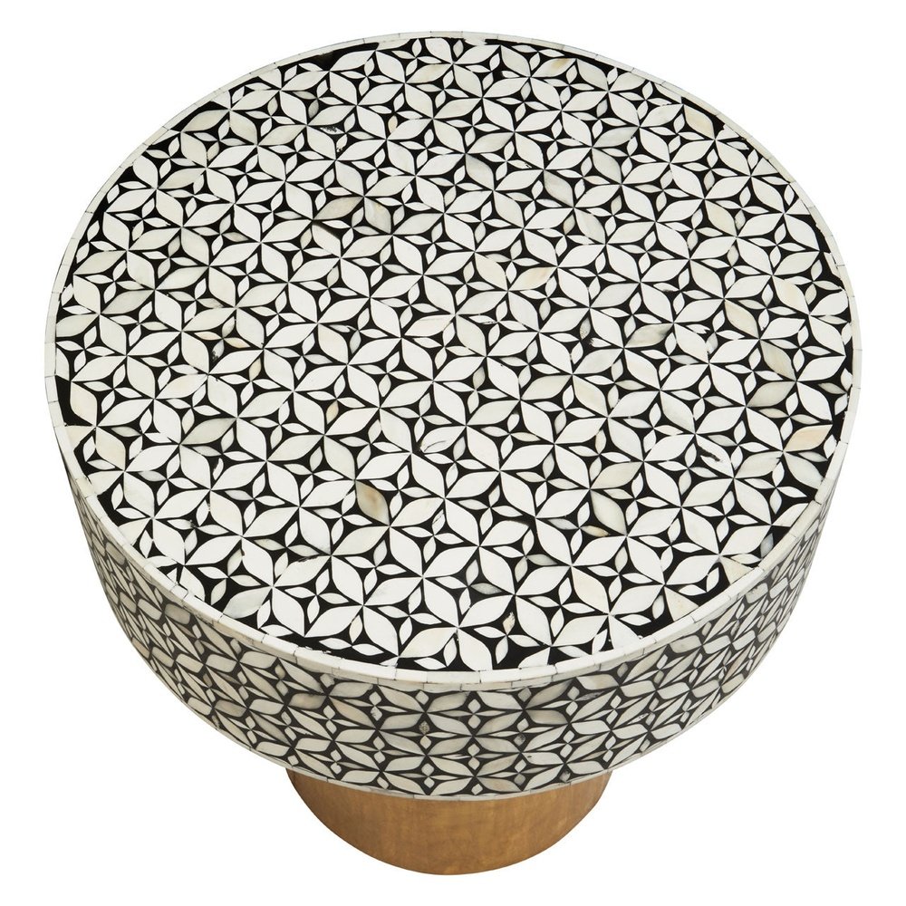 Product photograph of Olivia S Florence Round Side Table In Black Brass from Olivia's.