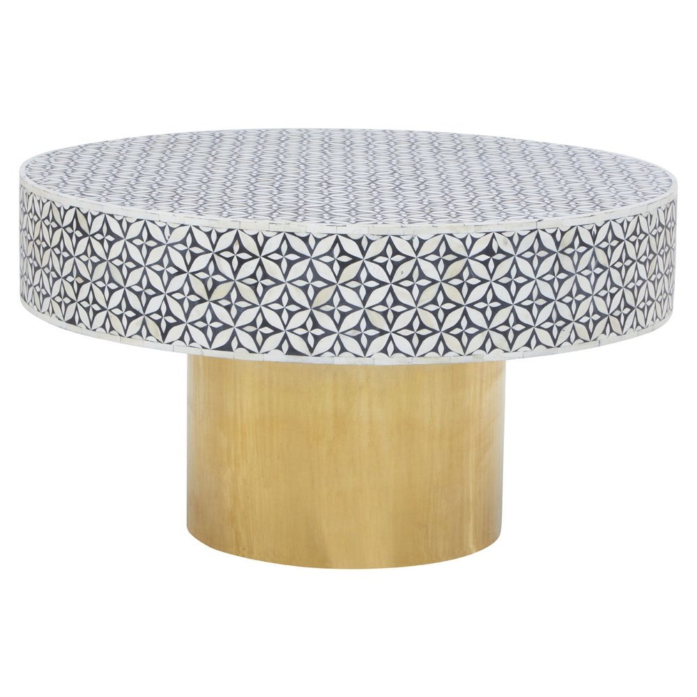 Product photograph of Olivia S Florence Round Coffee Table In Black Brass from Olivia's