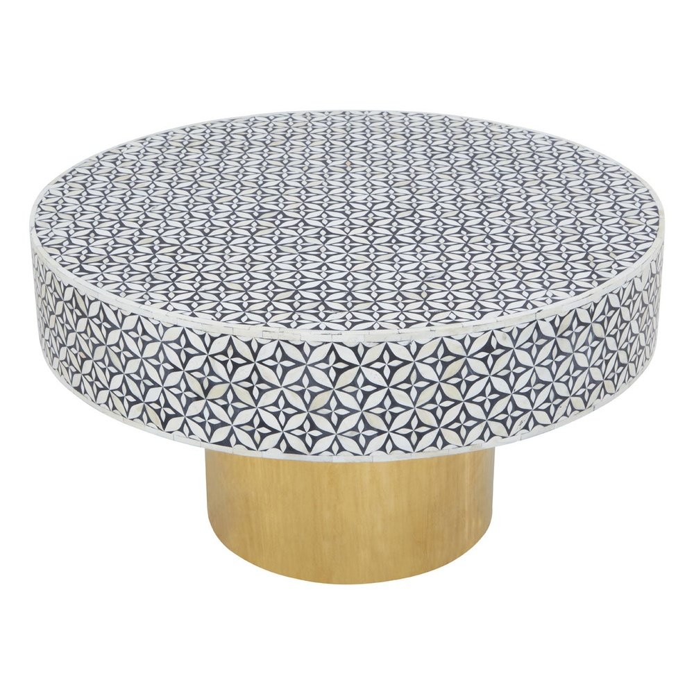 Product photograph of Olivia S Florence Round Coffee Table In Black Brass from Olivia's.