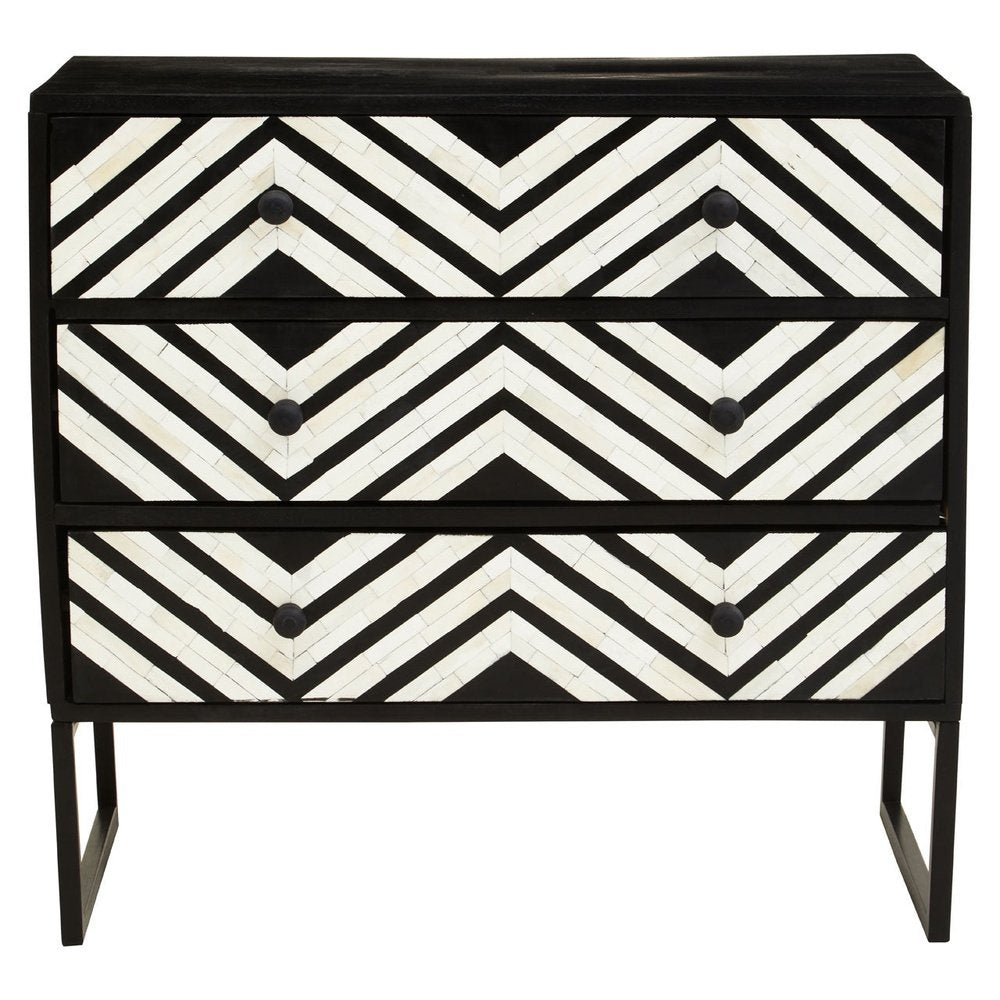 Product photograph of Olivia S Flori 3 Drawer Chest Of Drawers In Black White from Olivia's