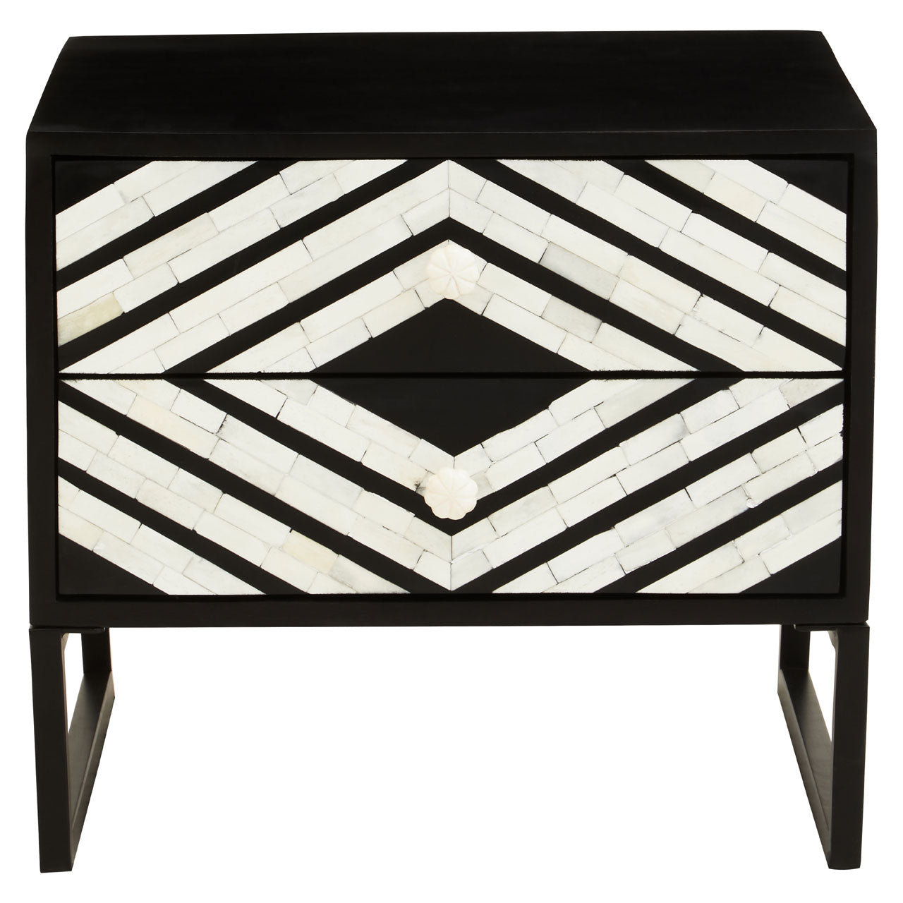 Product photograph of Olivia S Flori 2 Drawer Chest Of Drawers In Black White from Olivia's