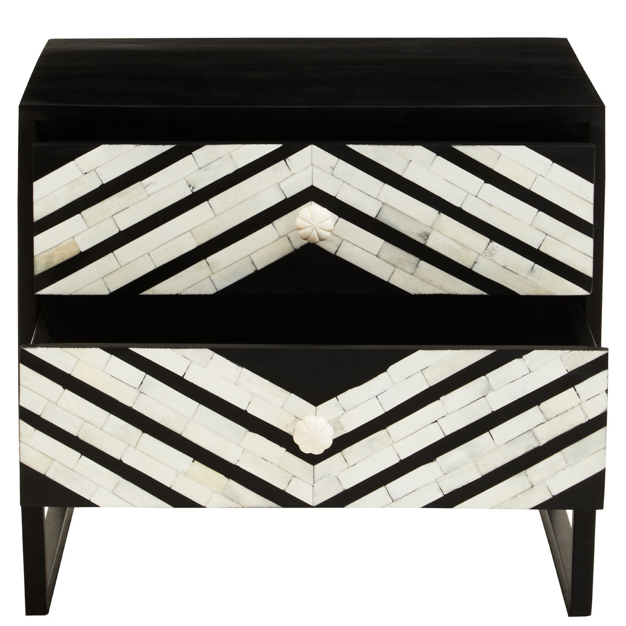 Product photograph of Olivia S Flori 2 Drawer Chest Of Drawers In Black White from Olivia's.