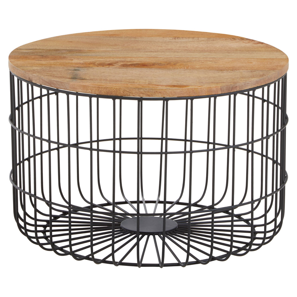 Product photograph of Olivia S Soft Industrial Collection - Palin Side Table With Wooden Top Black Base from Olivia's.