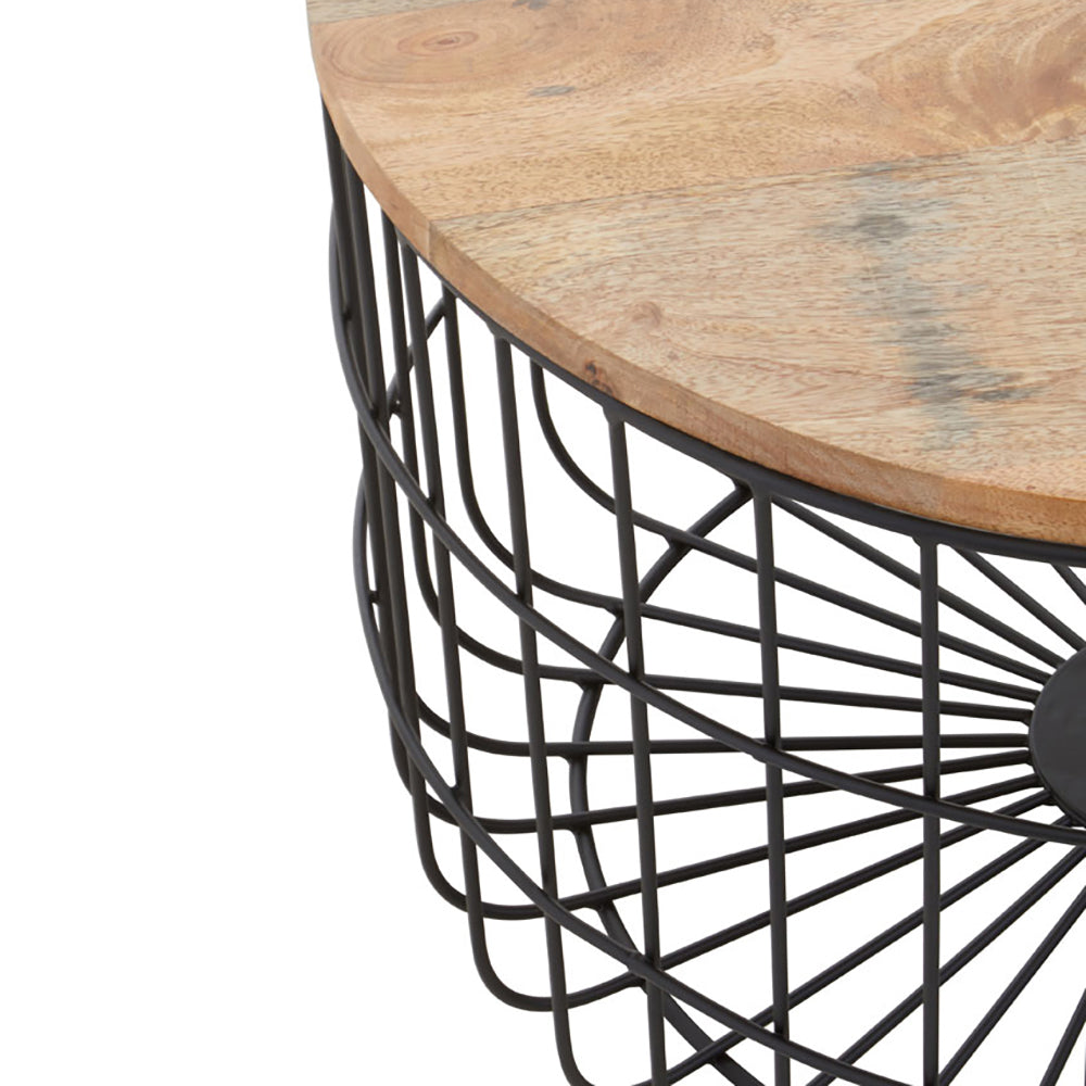 Product photograph of Olivia S Soft Industrial Collection - Palin Side Table With Wooden Top Black Base from Olivia's.