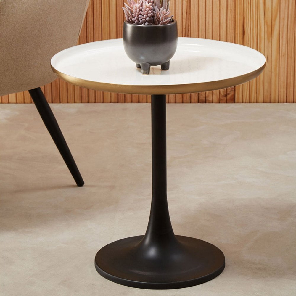 Product photograph of Olivia S Coral Side Table In White Gold from Olivia's.