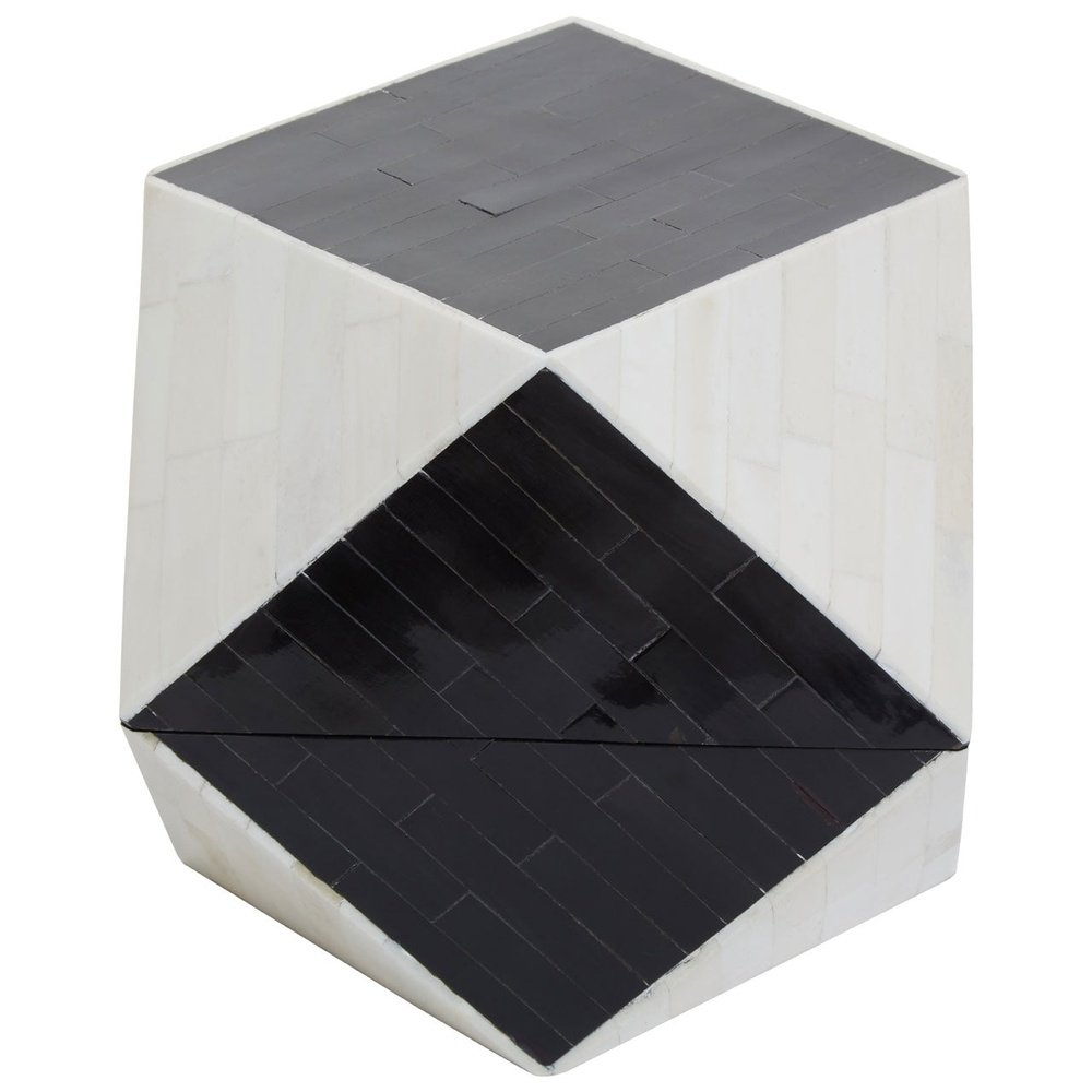 Product photograph of Olivia S Donall Large Diamond Trinket Box In Black White from Olivia's.