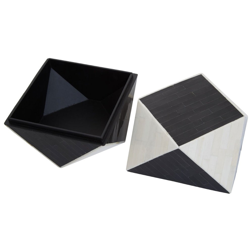 Product photograph of Olivia S Donall Large Diamond Trinket Box In Black White from Olivia's.