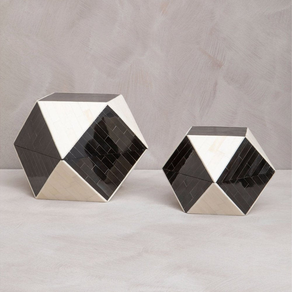 Product photograph of Olivia S Donall Large Diamond Trinket Box In Black White from Olivia's.