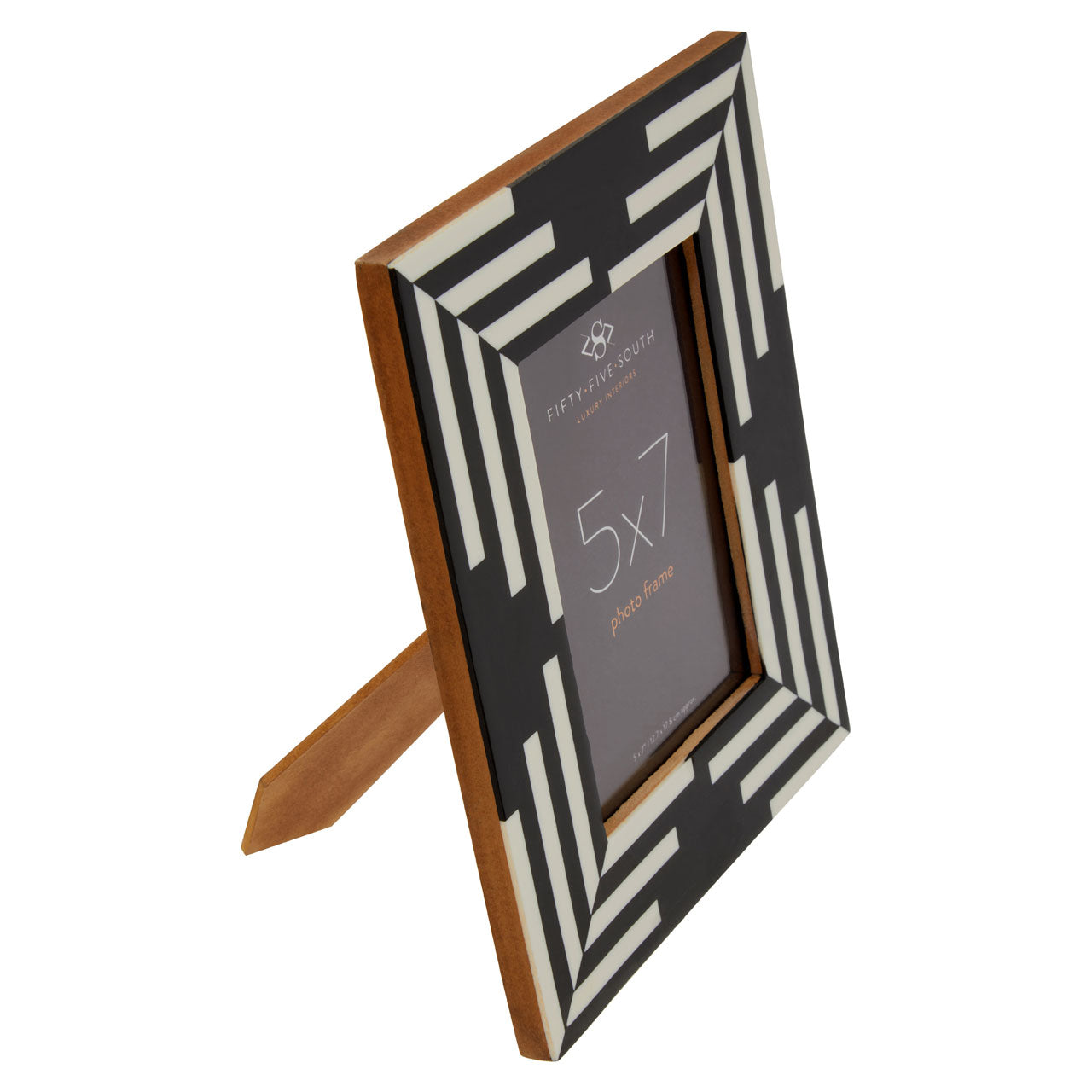 Product photograph of Olivia S Donall 5 X 7 Striped Photo Frame In Black White from Olivia's.