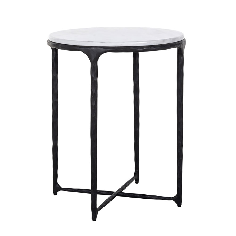 Richmond Steel Smith Black Legs And White Marble Top Round Coffee Table