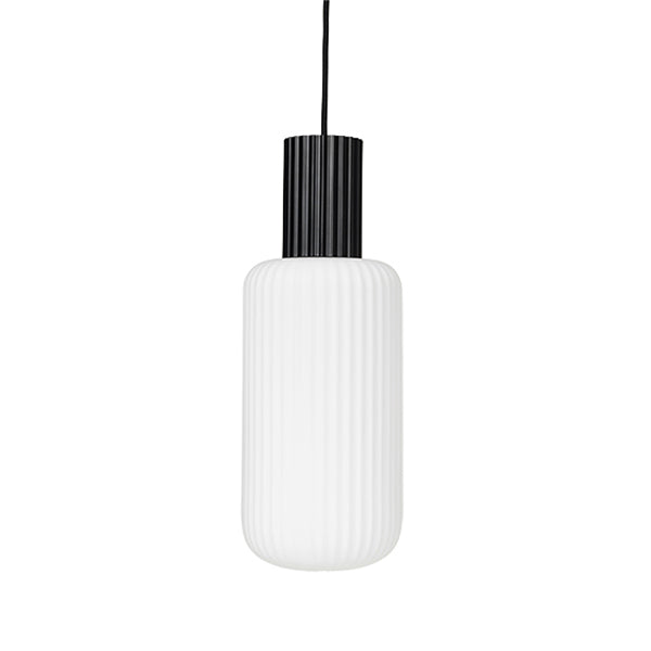 Product photograph of Broste Copenhagen Lolly Ceiling Light Metal Black And Opal Glass White Small from Olivia's.