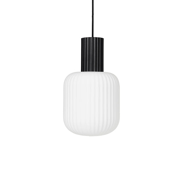 Product photograph of Broste Copenhagen Lolly Ceiling Light Metal Black And Opal Glass White Small from Olivia's