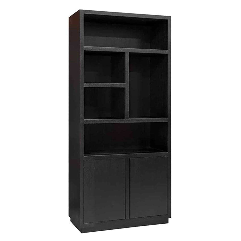 Product photograph of Richmond Oakura 2 Doors Right Split Black Bookcase from Olivia's