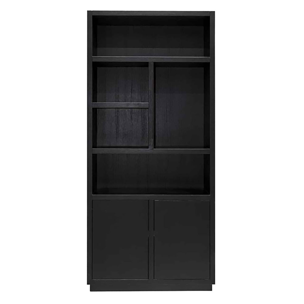 Product photograph of Richmond Oakura 2 Doors Right Split Black Bookcase from Olivia's.
