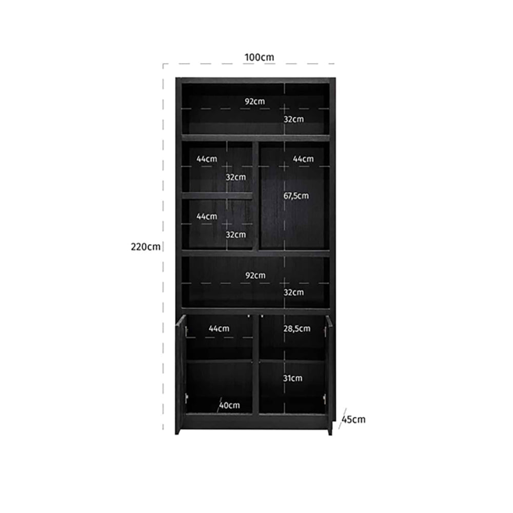 Product photograph of Richmond Oakura 2 Doors Right Split Black Bookcase from Olivia's.