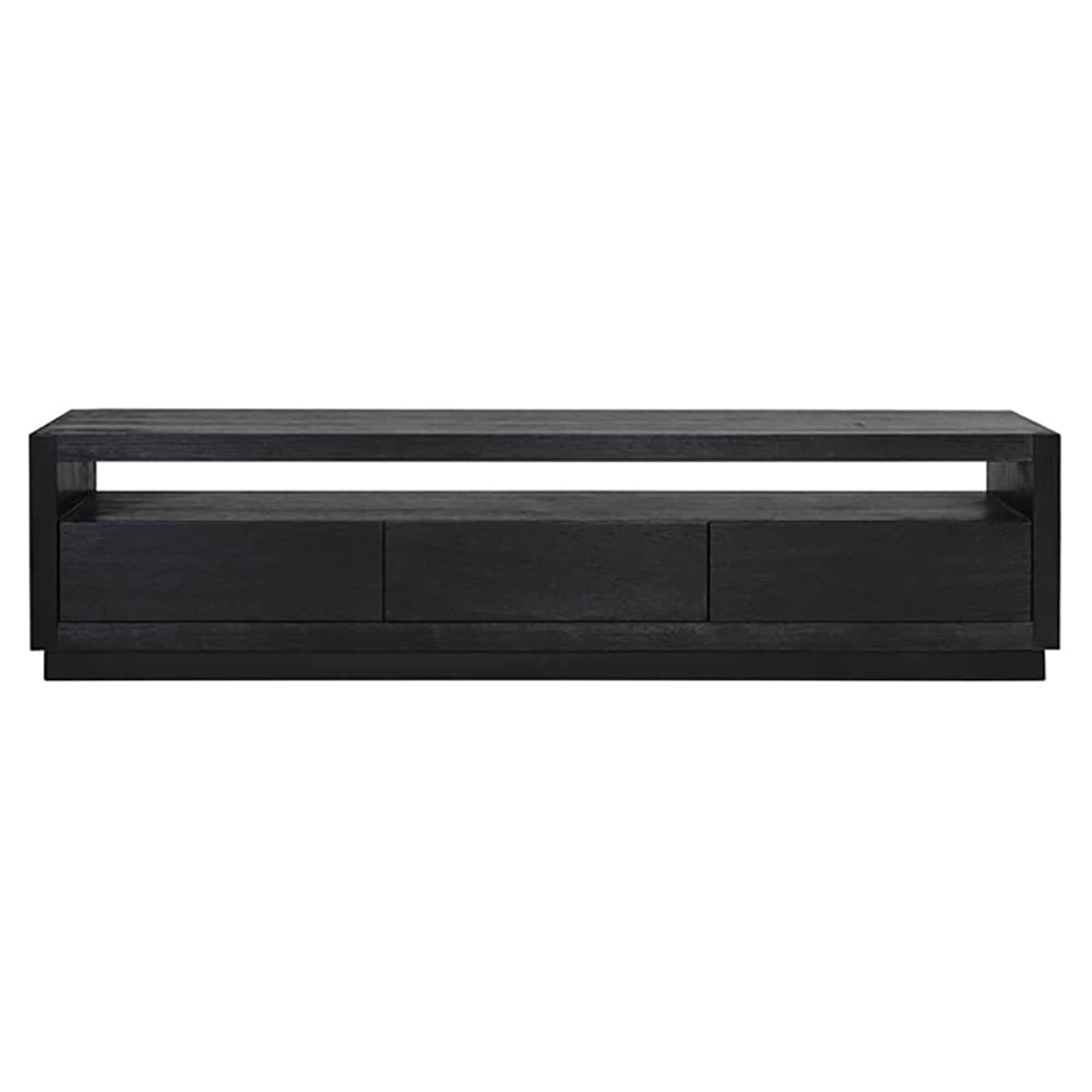 Product photograph of Richmond Oakura 3 Drawers Black Tv Unit from Olivia's.