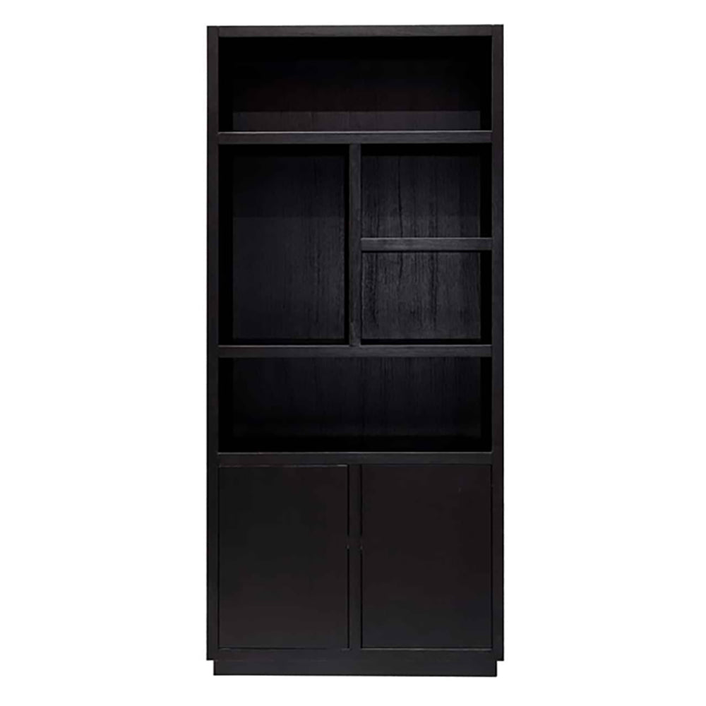 Product photograph of Richmond Oakura 2 Doors Left Split Black Bookcase from Olivia's.