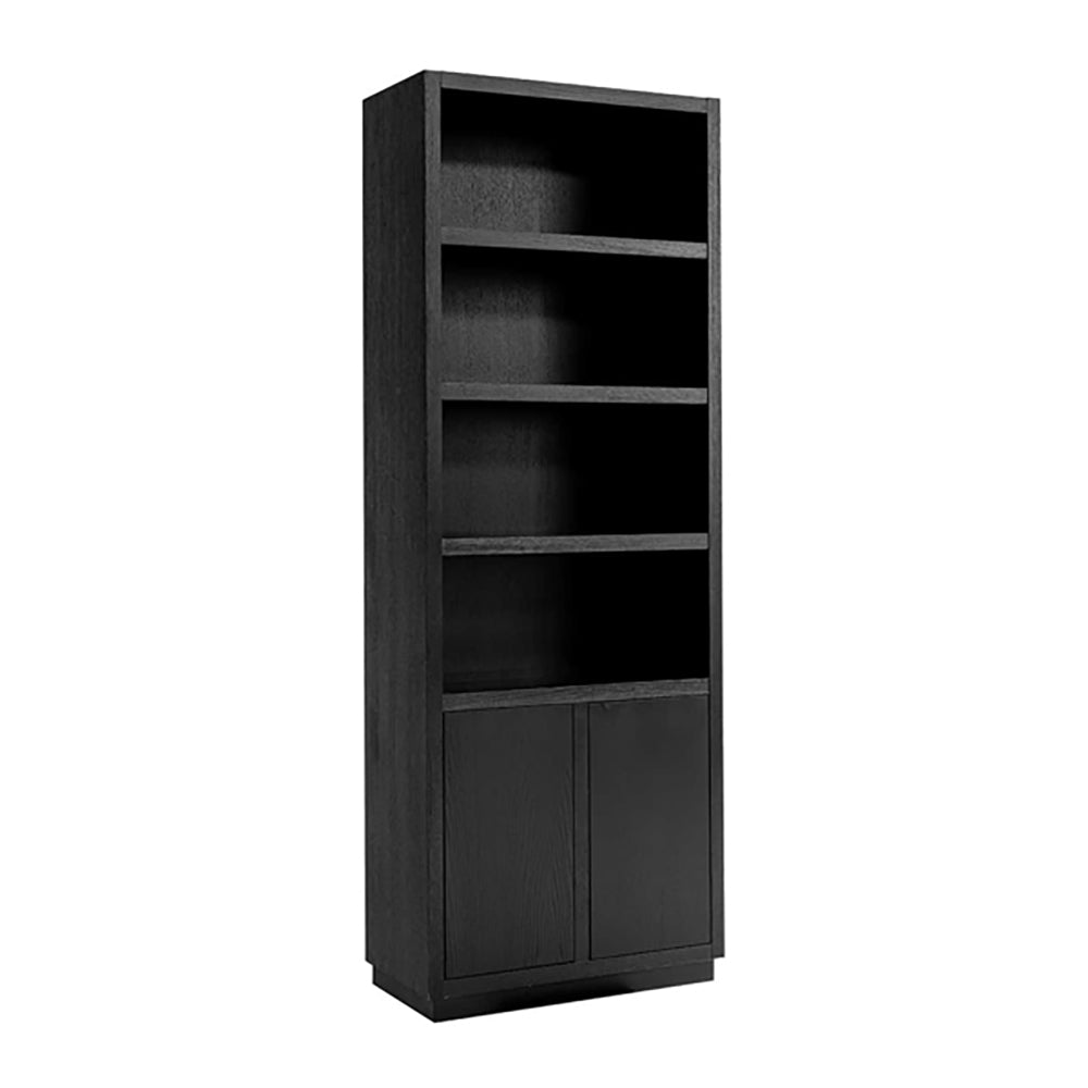 Richmond Oakura 2 Narrow Doors Black Bookcase