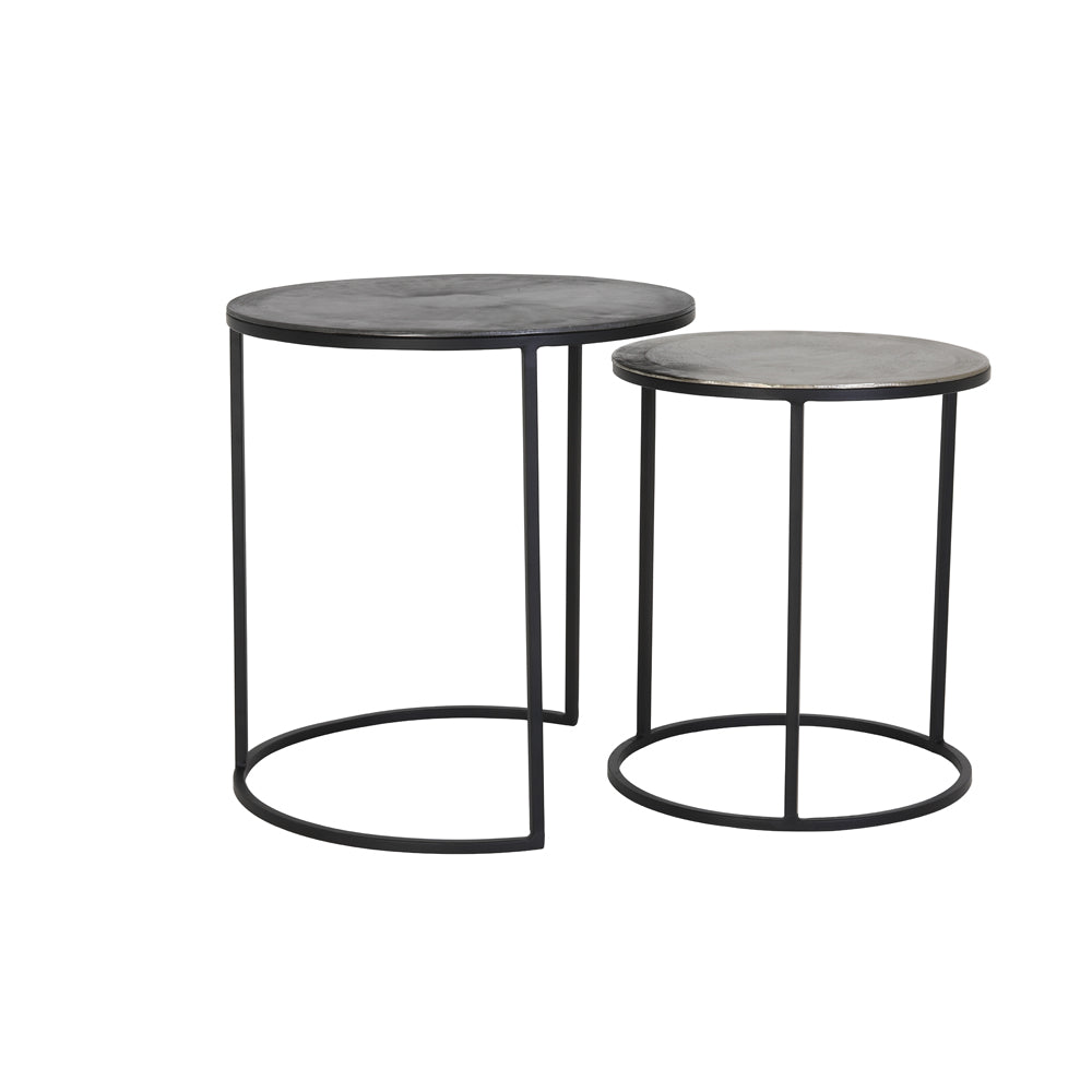 Product photograph of Light Living Set Of 2 Talca Side Table Antique Raw Lead from Olivia's.