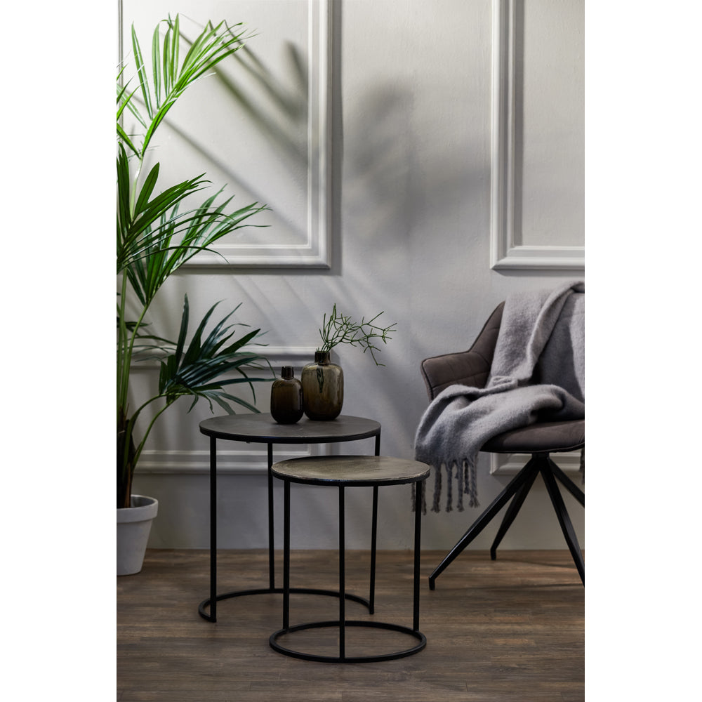 Product photograph of Light Living Set Of 2 Talca Side Table Antique Raw Lead from Olivia's.