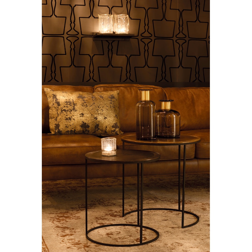 Product photograph of Light Living Set Of 2 Talca Side Table Antique Copper And Bronze Edge from Olivia's.