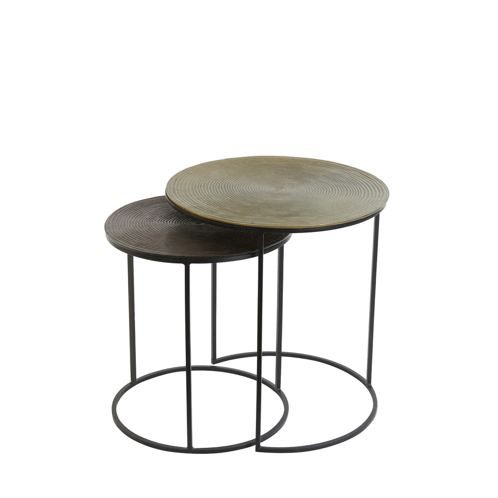 Product photograph of Light Living Set Of 2 Talca Side Table Antique Copper And Bronze Circ from Olivia's.