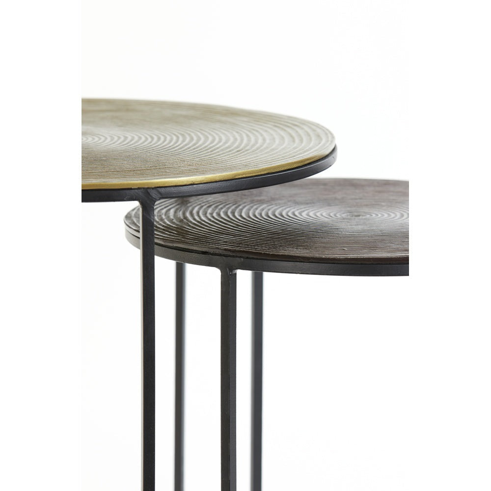 Product photograph of Light Living Set Of 2 Talca Side Table Antique Copper And Bronze Circ from Olivia's.