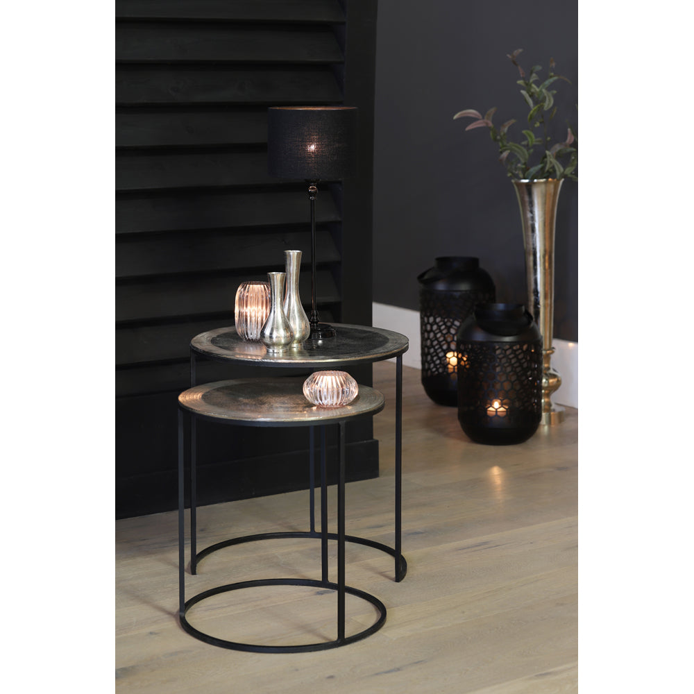 Product photograph of Light Living Set Of 2 Talca Side Table Raw Nickel from Olivia's.