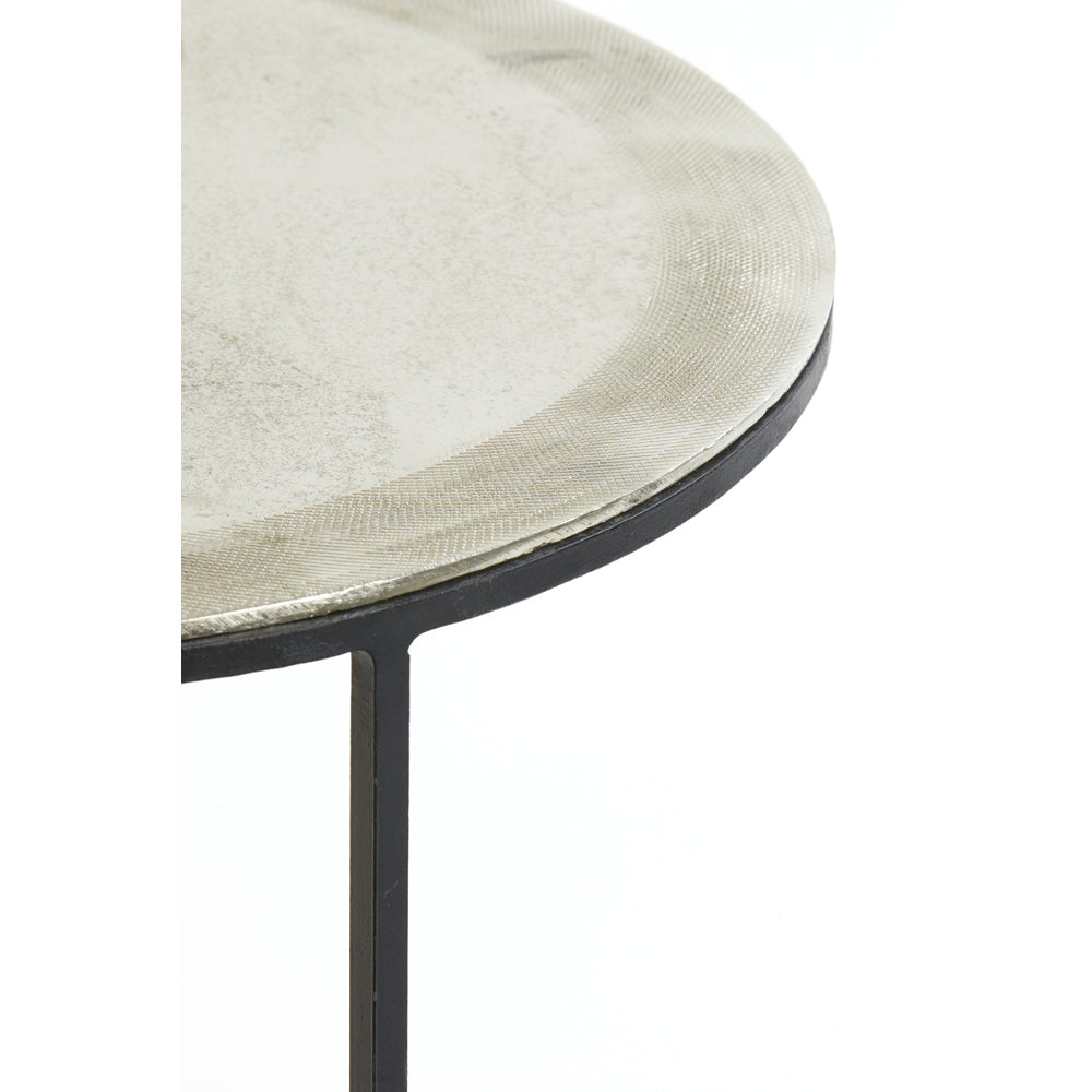 Product photograph of Light Living Set Of 2 Talca Side Table Raw Nickel from Olivia's.