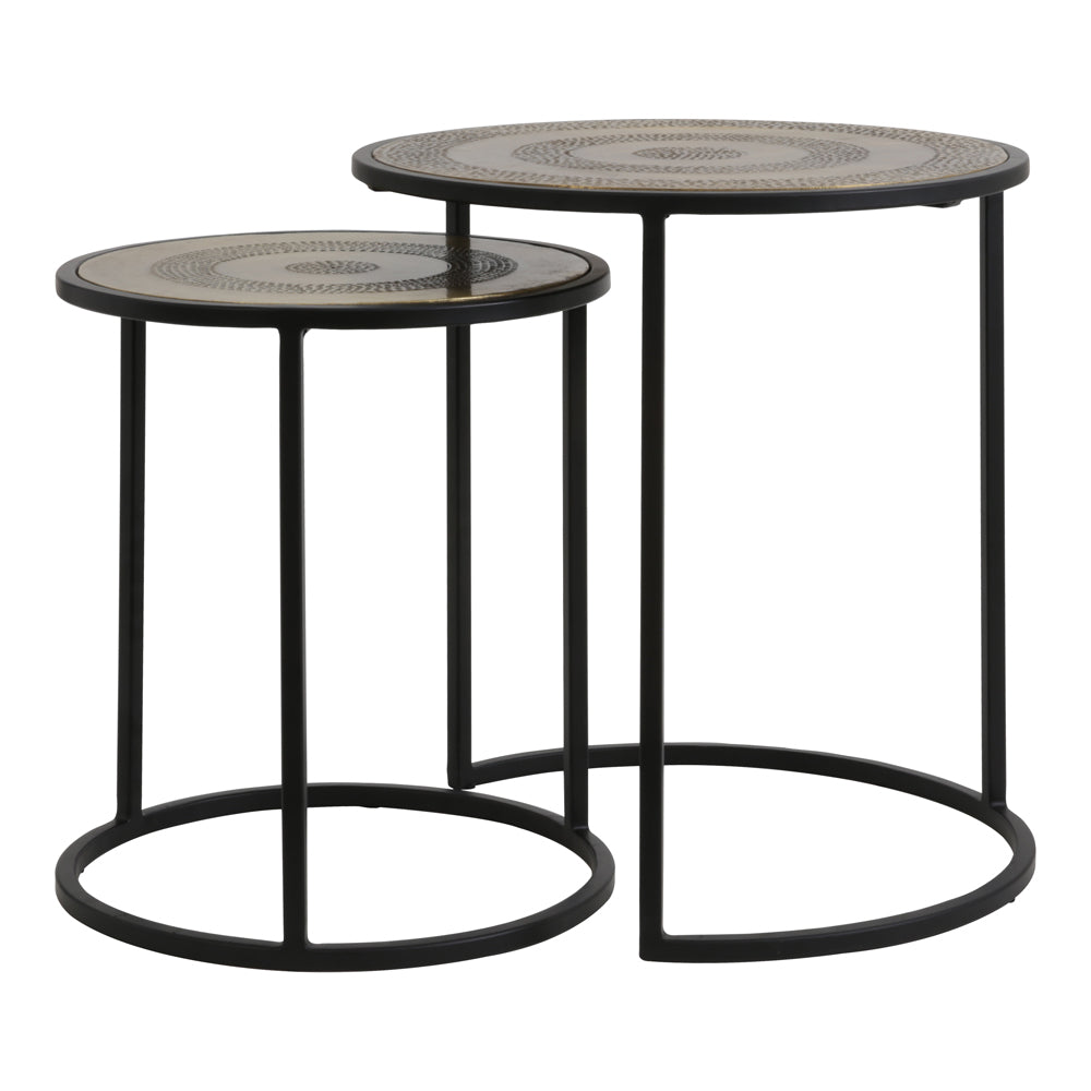 Light Living Kome Side Table Antique Bronze Hamm And Matt Black Set Of 2