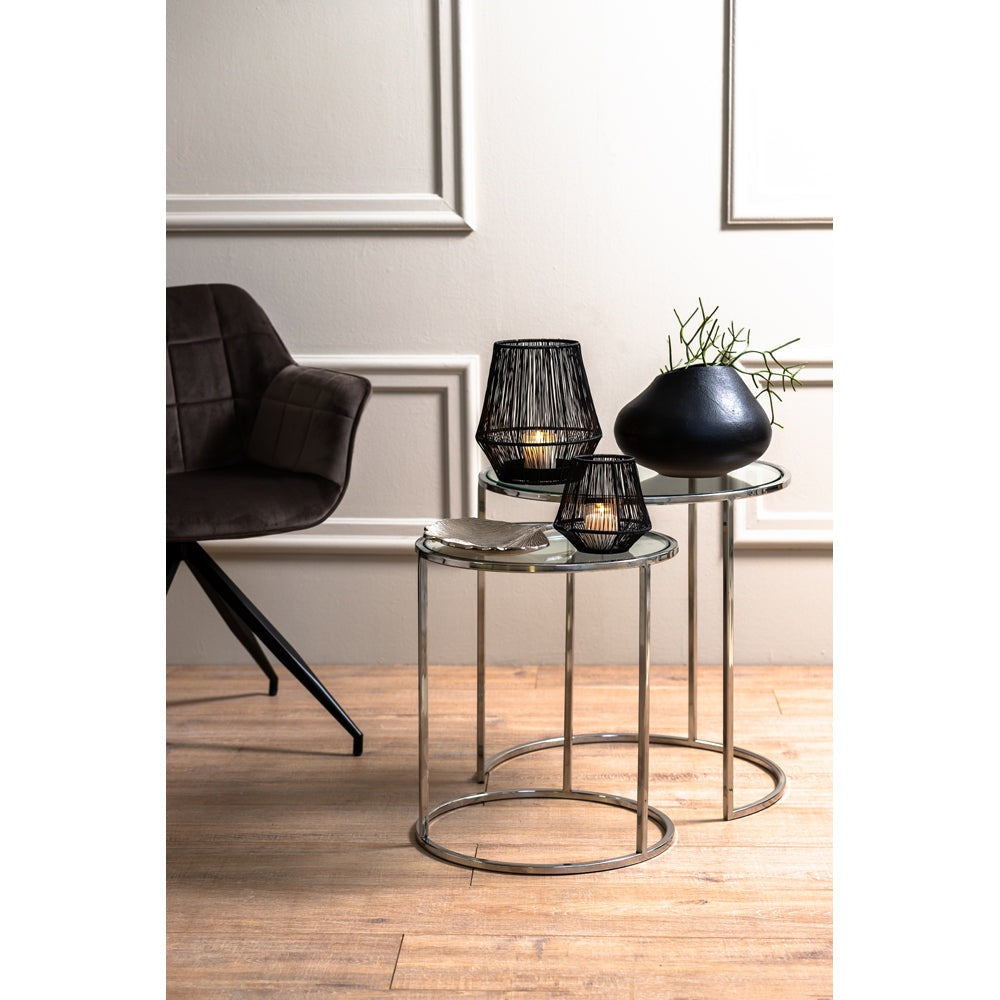 Product photograph of Light Living Set Of 2 Duarte Side Table Nickel And Glass from Olivia's.