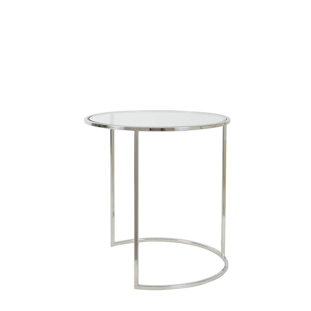 Product photograph of Light Living Set Of 2 Duarte Side Table Nickel And Glass from Olivia's.