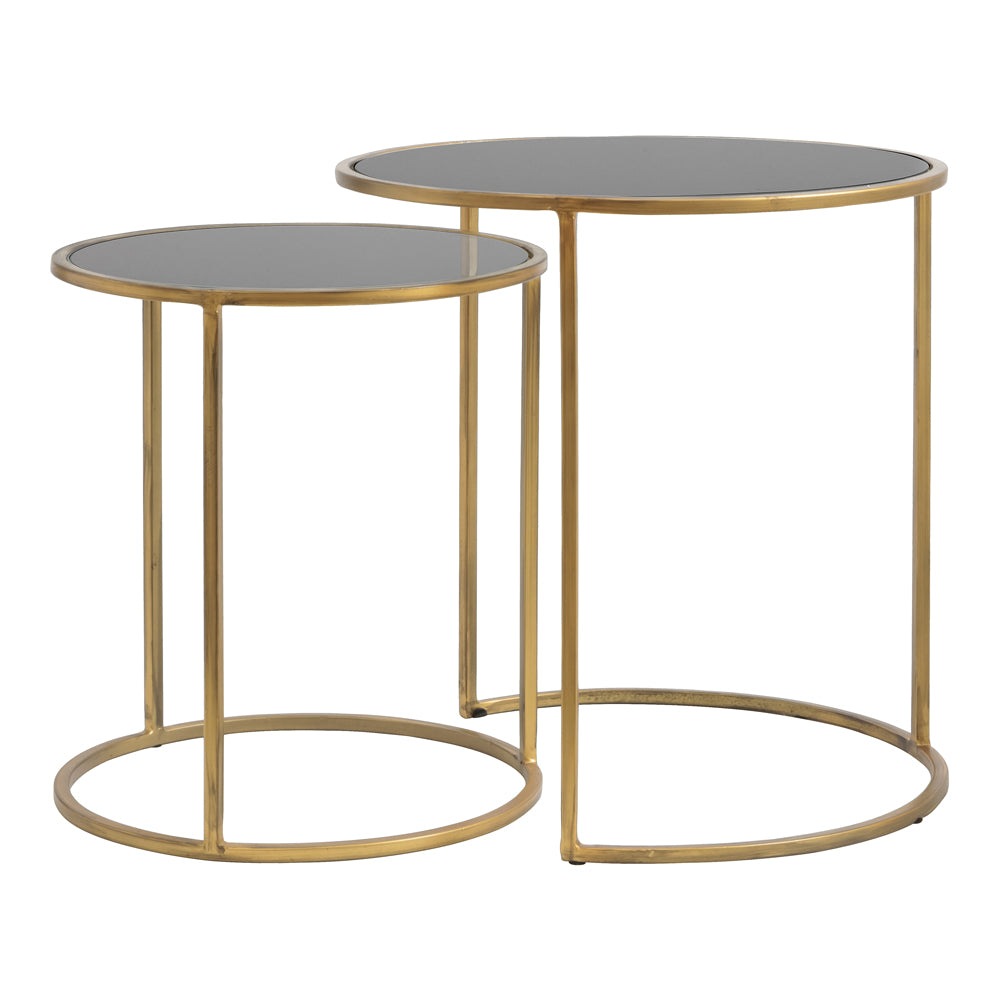 Product photograph of Light Living Set Of 2 Duarte Side Table Smoked Glass And Gold from Olivia's