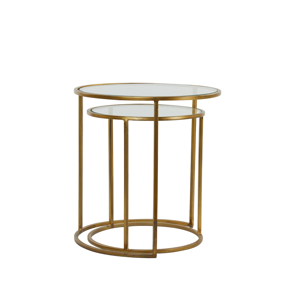 Product photograph of Light Living Set Of 2 Duarte High Side Table Gold from Olivia's.
