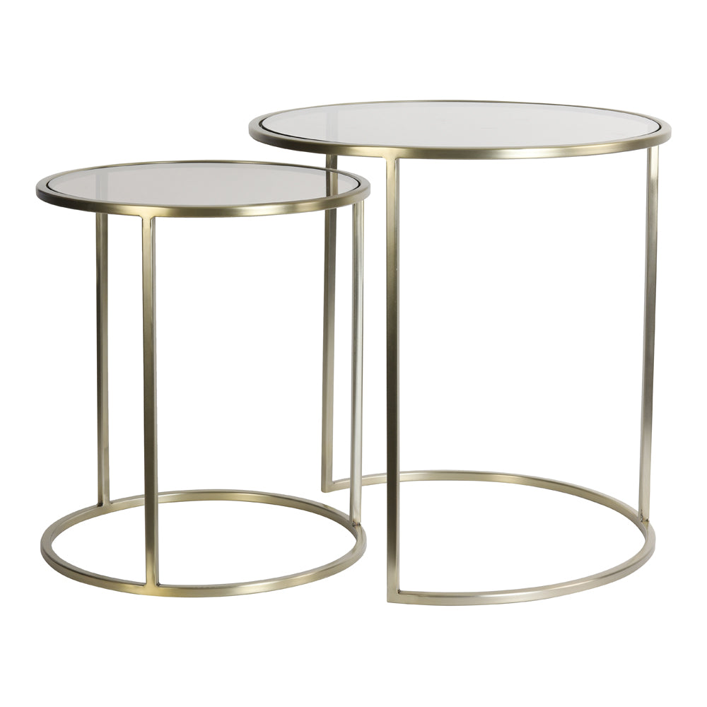 Product photograph of Light Living Set Of 2 Duarte Side Table Brown And Light Gold from Olivia's