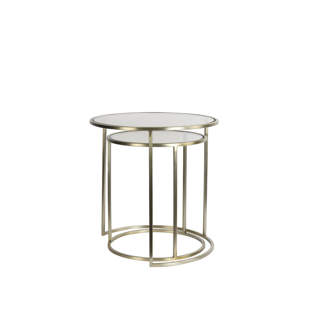 Product photograph of Light Living Set Of 2 Duarte Side Table Brown And Light Gold from Olivia's.