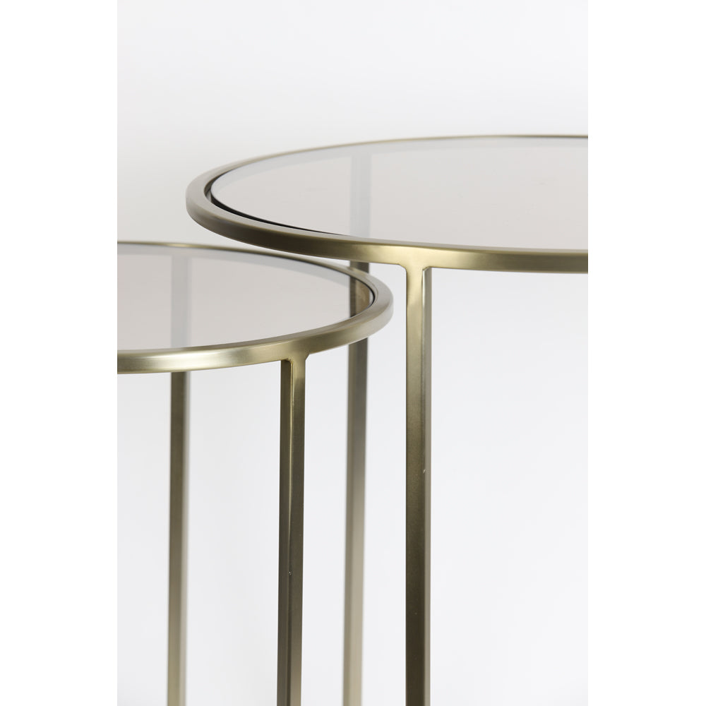 Product photograph of Light Living Set Of 2 Duarte Side Table Brown And Light Gold from Olivia's.