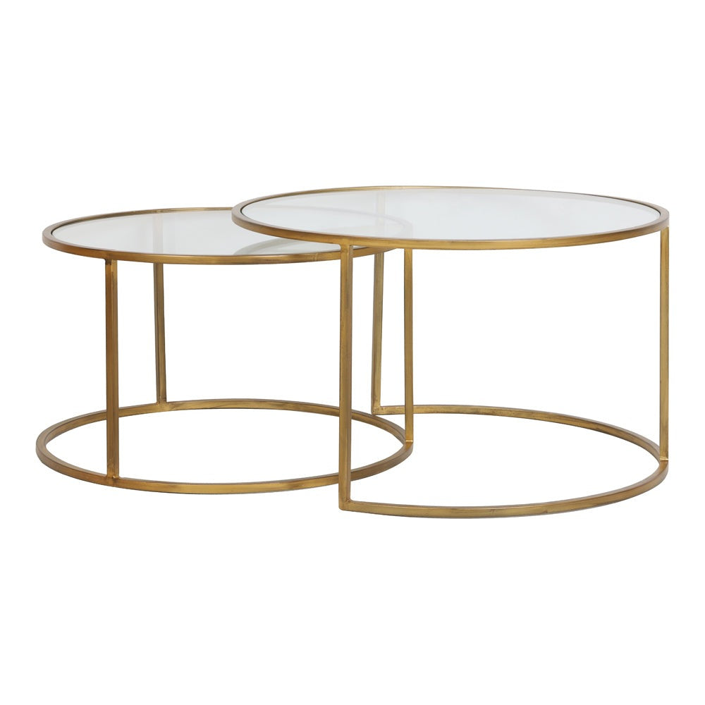 Product photograph of Light Living Set Of 2 Duarte Low Side Table Gold from Olivia's