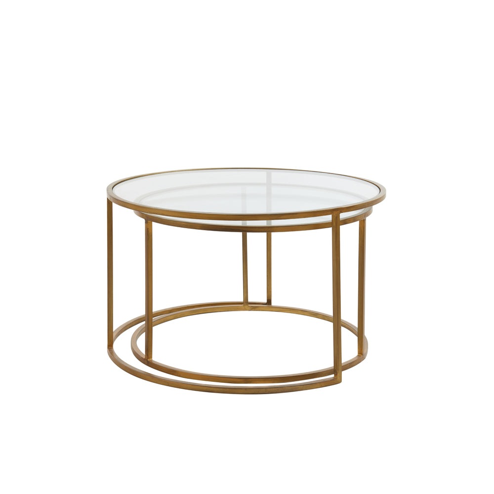 Product photograph of Light Living Set Of 2 Duarte Low Side Table Gold from Olivia's.