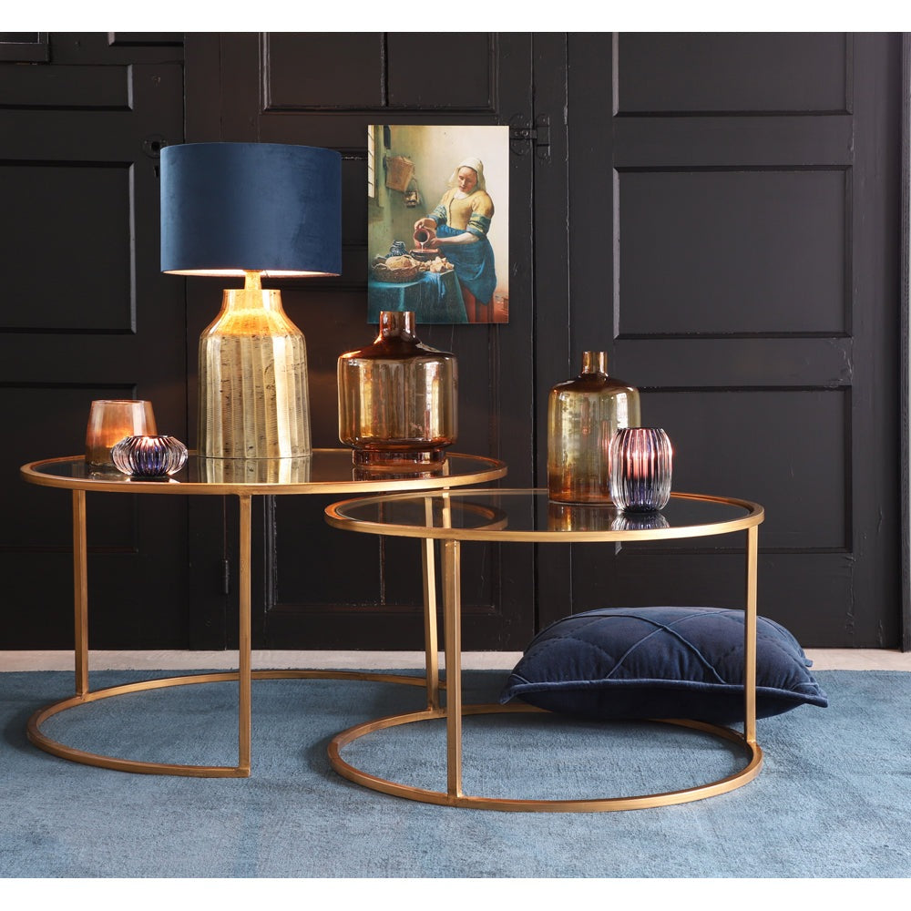 Product photograph of Light Living Set Of 2 Duarte Low Side Table Gold from Olivia's.