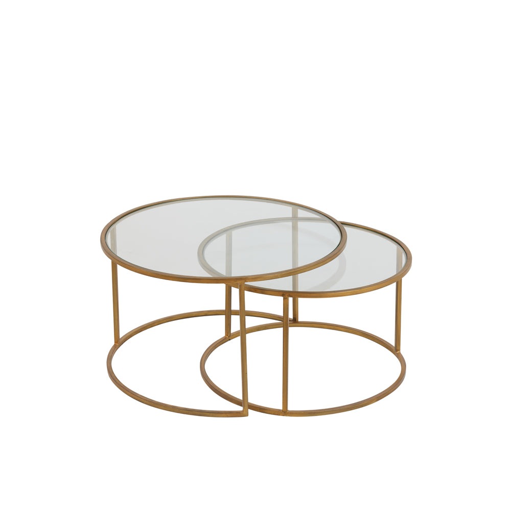 Product photograph of Light Living Set Of 2 Duarte Low Side Table Gold from Olivia's.