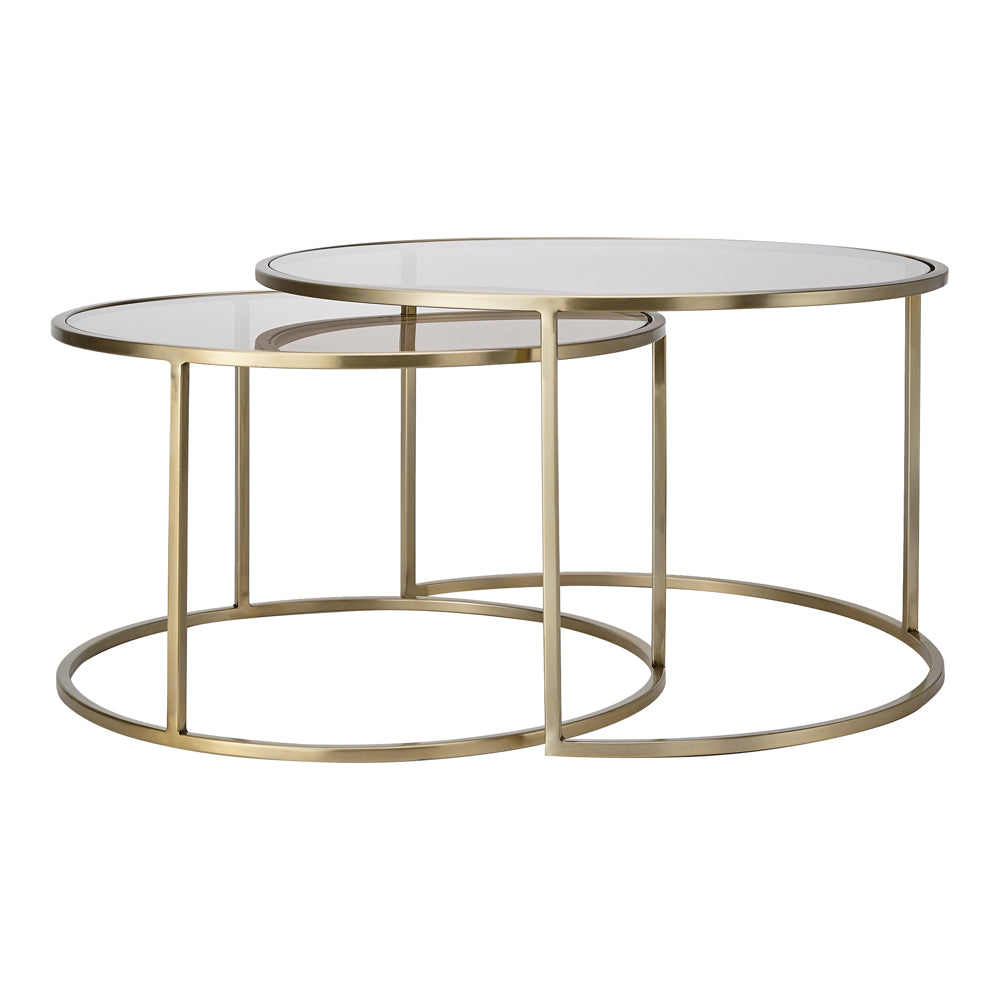 Product photograph of Light Living Set Of 2 Duarte Coffee Tables In Champagne Gold from Olivia's