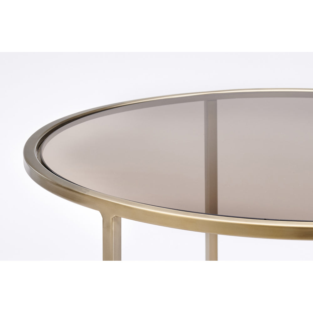 Product photograph of Light Living Set Of 2 Duarte Coffee Tables In Champagne Gold from Olivia's.